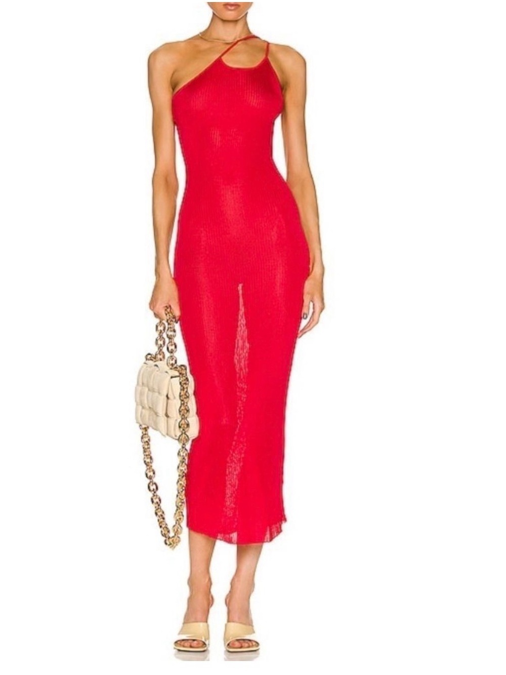 Auteur Studio -Red One-Shoulder Midi Dress